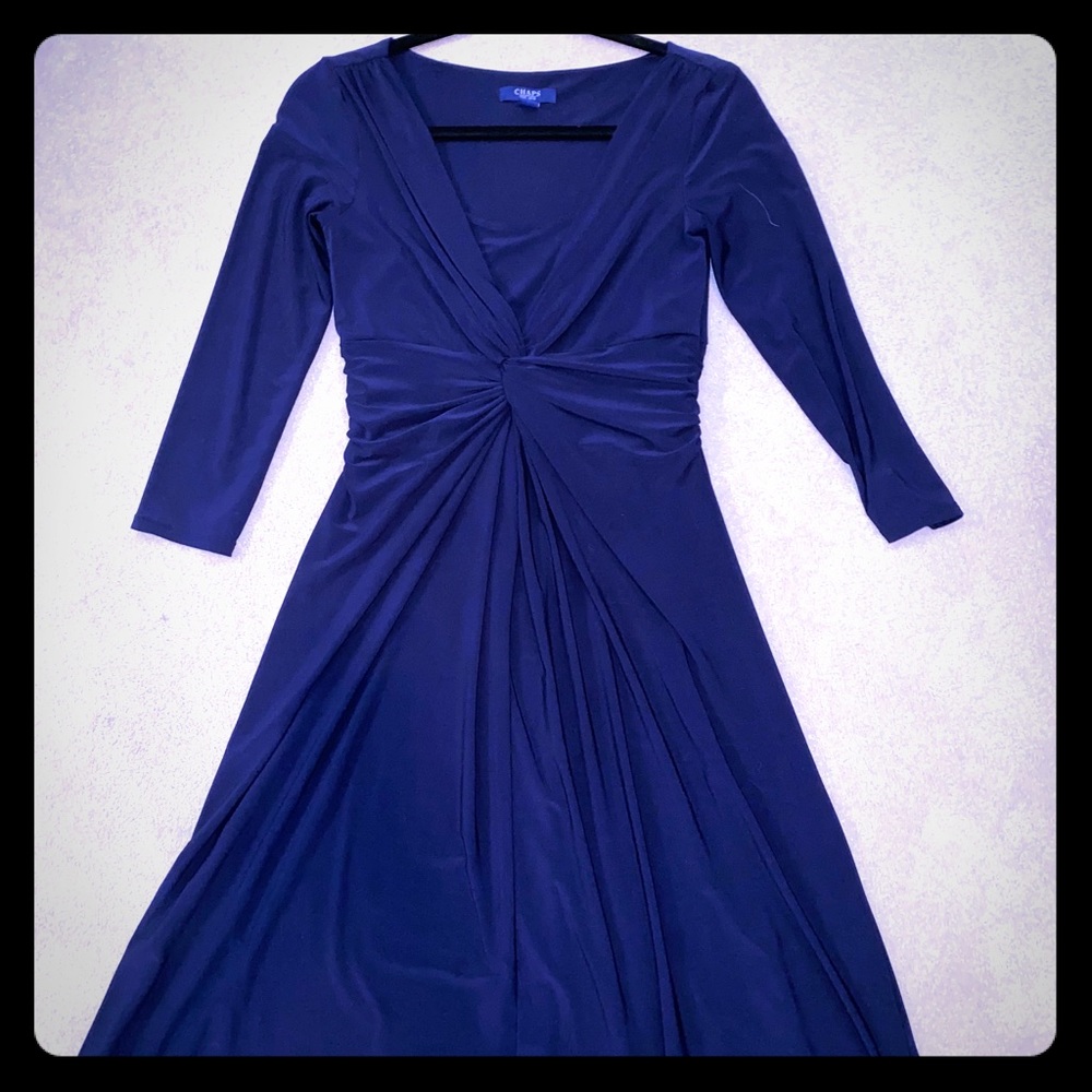 Chaps navy dress 3/4 sleeves size small